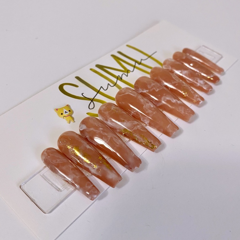 HANDPAINTED ROSE QUARTZ PRESS ON GEL NAILS